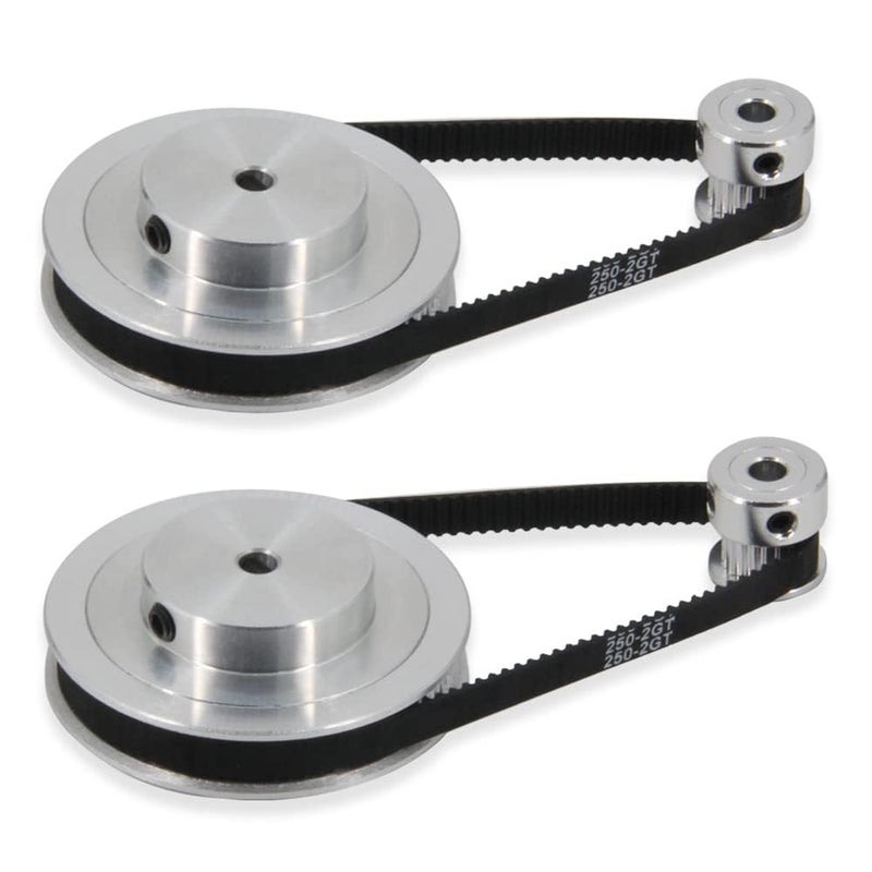 Zeelo 2PCS Set GT2 Synchronous Wheel 20&80 Teeth 5mm Bore Aluminum Timing Pulley with 2PCS Length 250mm Width 6mm Belt (20-80T-5B-6) - Image 2